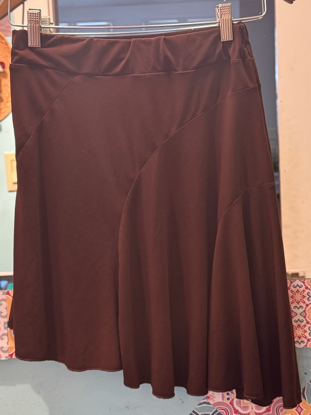Vintage Star City Chocolate Brown Pull-On A-Line Flare Skirt Size Medium Y2K
